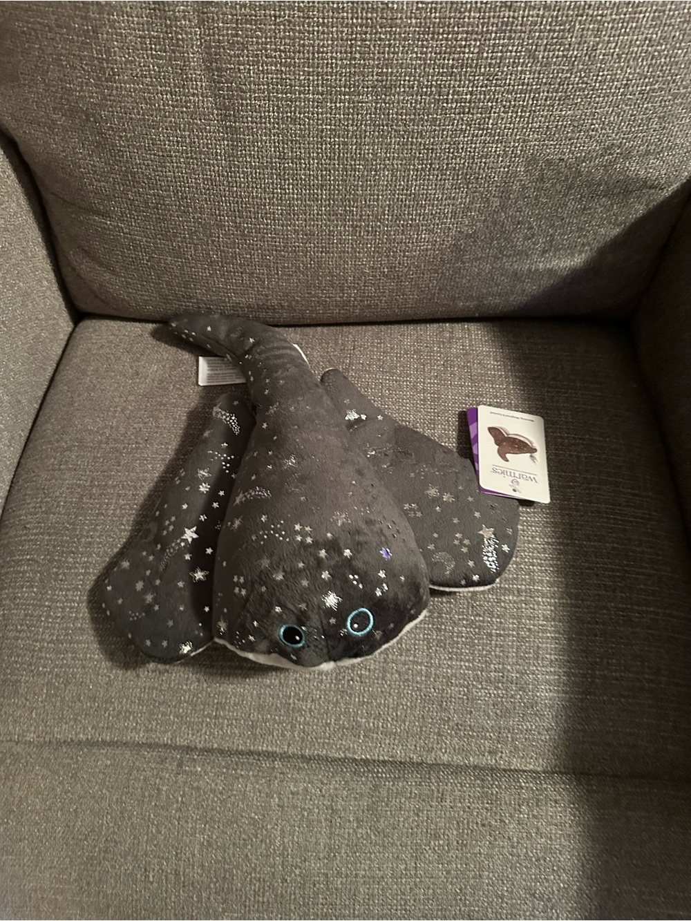 NWT Warmies Star-Pattern Grey Stingray Decorative Pillow